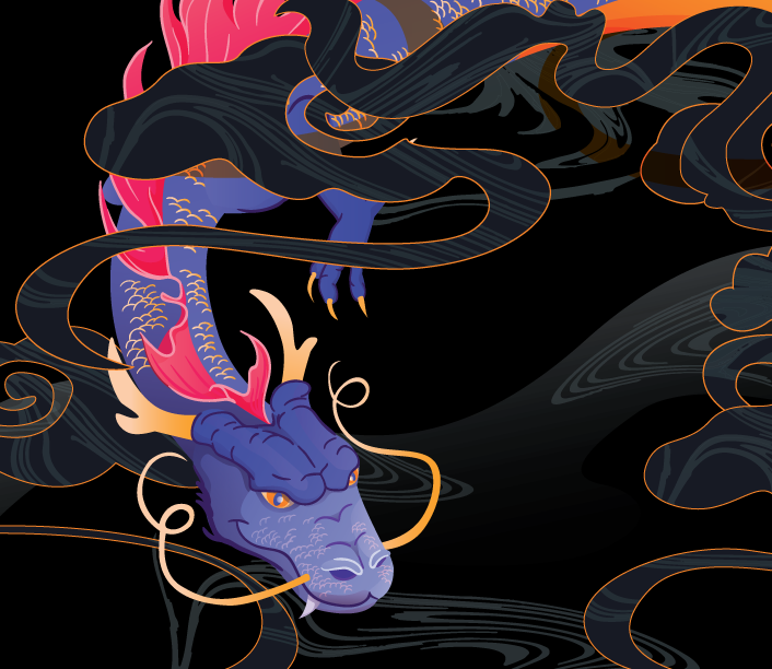 EBRU PROFI dragon illustration detail
