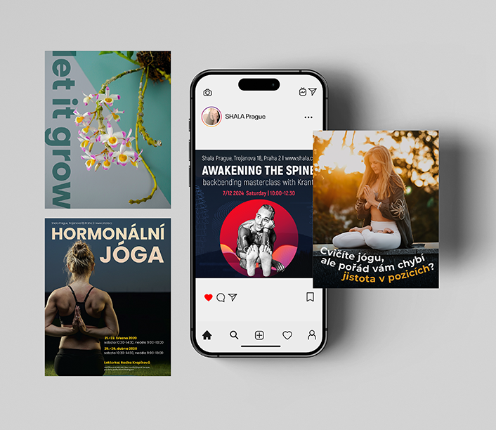 Shala Prague Instagram post and story layouts